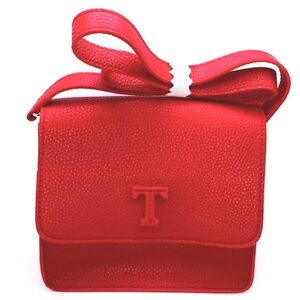 NWOT Red Faux Leather Crossbody Bag with T